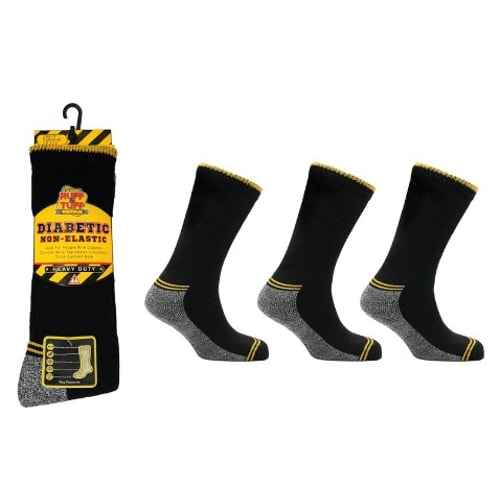 Ruff & Tuff Non Elastic Diabetic Work Socks Black